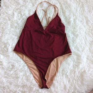 Women's Venus Maroon Peach One Piece Swimsuit Size Large
